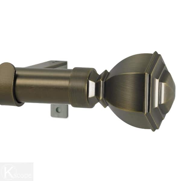 Art Decor 120 in. Non-Adjustable 1-1/8 in. Single Window Curtain Rod Set in Flat Bronze with Venice Finial
