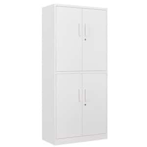 31.5 in. W x 70.87 in. H x 15.7 in. D Adjustable 2 Shelves Steel Locking Freestanding Cabinet with 4 Doors in White