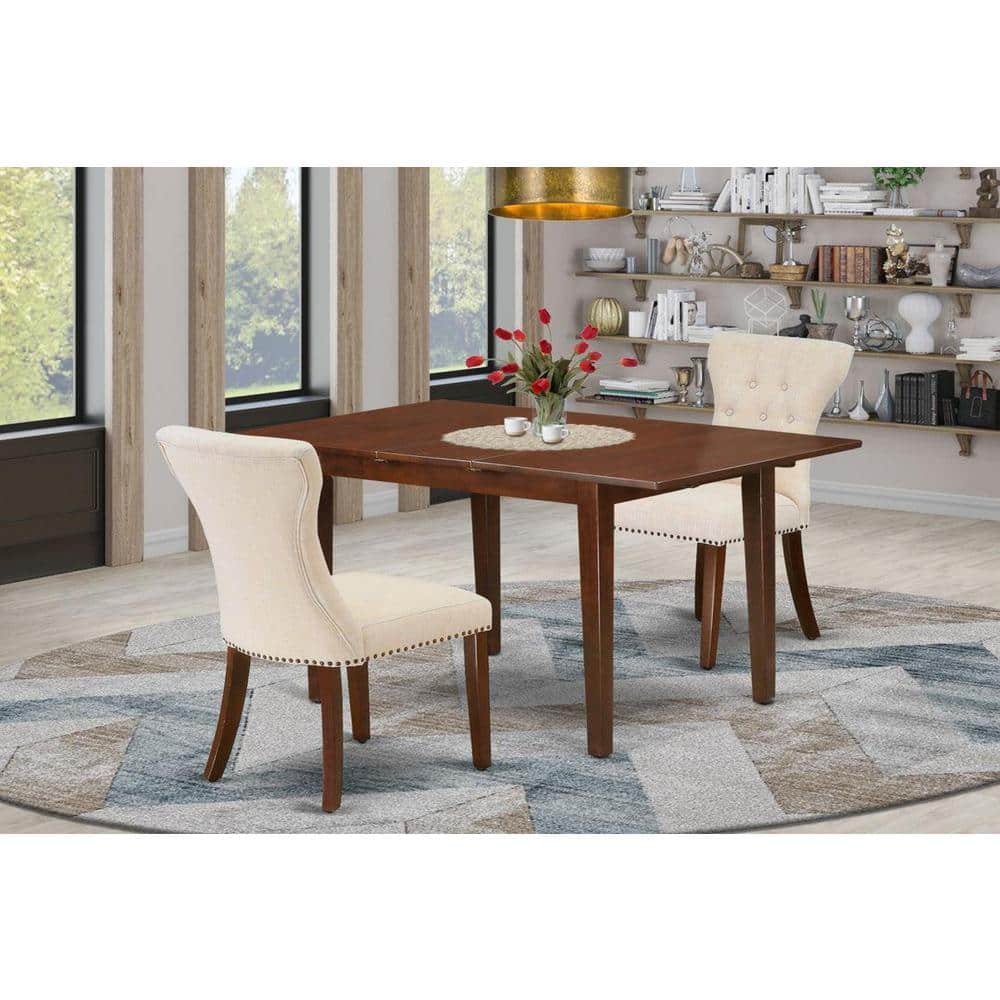 3-Piece Mahogany Finish Rectangular Solid Wood Top With Butterfly Leaf Dining Table Set price history on PriceWatchPro