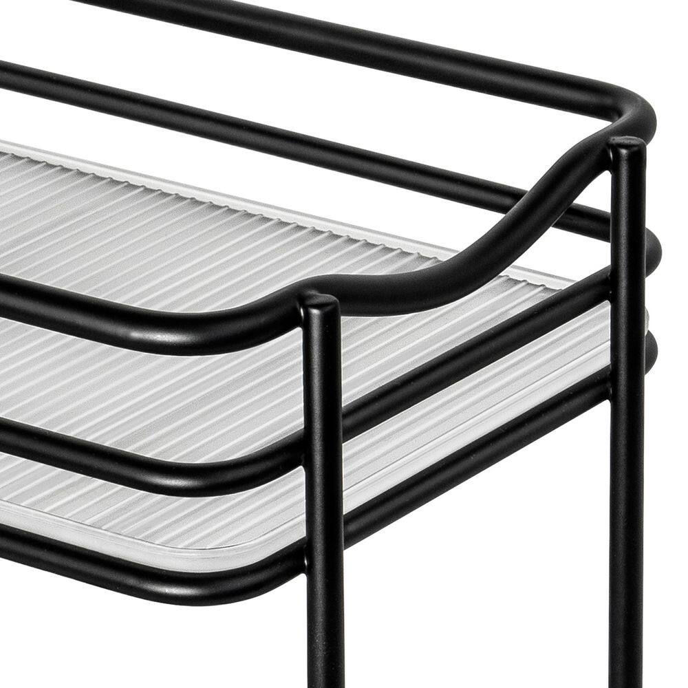 Black Powder-Coated Steel 2-Tier Pull Out Spice Rack Organizer