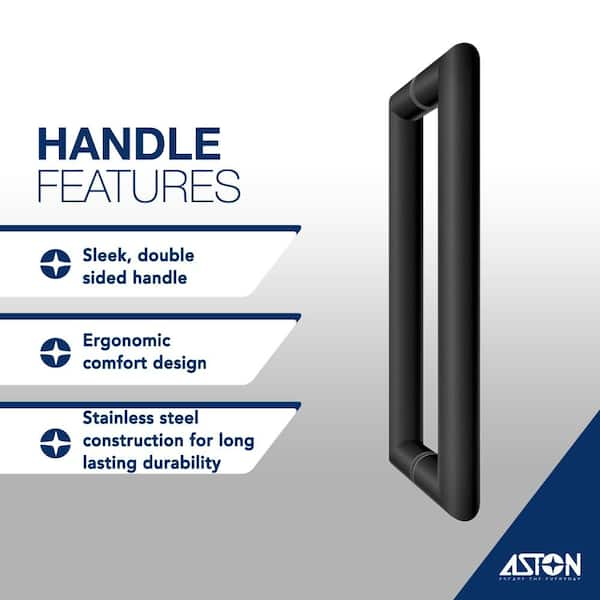 Aston Kamaya XL 44 in.-48 in. W x 80 in. H Frameless Sliding Shower Door, Matte Black with StarCast Clear Glass, Left Hand