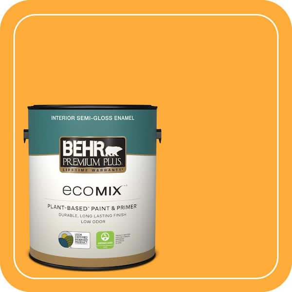 1 gal. #S-G-310 Peach Butter Semi-Gloss Enamel EcoMix Plant-Based Interior Paint & Primer