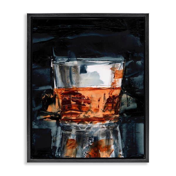Stupell Industries Whiskey Glass Reflection by Ethan Harper Black Floater Frame Food Graphic Art Print 21 in. x 17 in.
