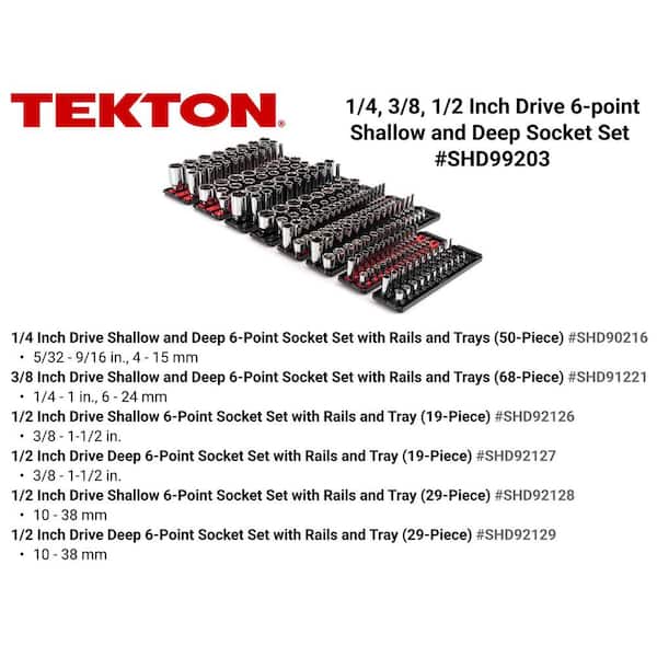 1/4,3/8,1/2 in. Drive 12-Point Socket Set with Rails and Trays (214-Piece)