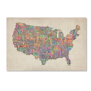 30 in. x 47 in. US Cities Text Map VI Canvas Art