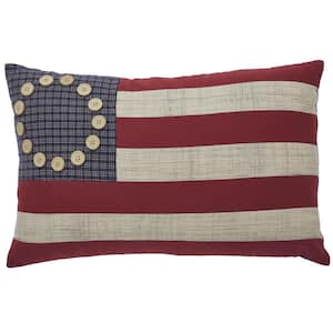 My Country Patriotic Red Khaki Navy Americana Flag 14 in. x 22 in. Throw Pillow