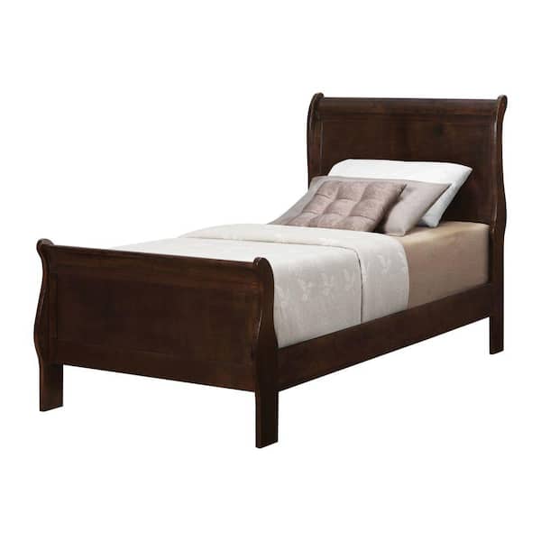 Benjara Transitional Brown Style Sturdy Twin Size Bed