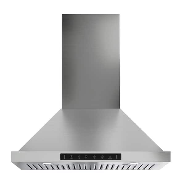 VIKIO 30 in. 900 CFM Convertible Wall Mount Range Hood in Stainless Steel with LED Lights, Carbon Filters and Touch, Gesture
