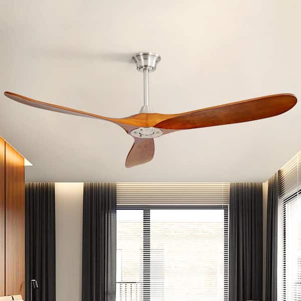 60 in. Indoor/Outdoor Nickel and Brown Ceiling Fan without Light for Bedroom or Living Room
