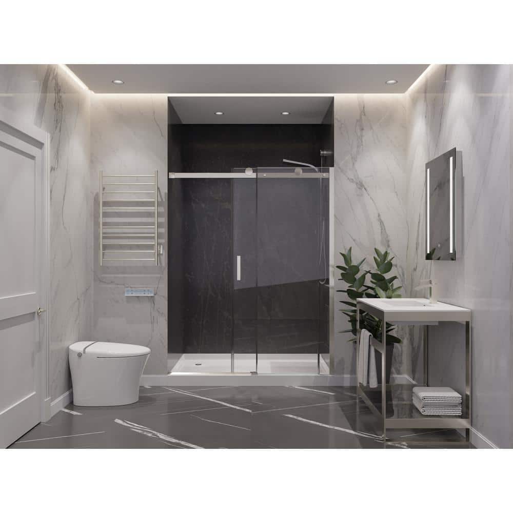 Rhodes 48 x 76 Brushed Nickel Frameless Sliding Shower Door
