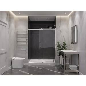 Rhodes 48 in. W x 76 in. H Sliding Frameless Shower Door/Enclosure in Brushed Nickel with Clear Glass