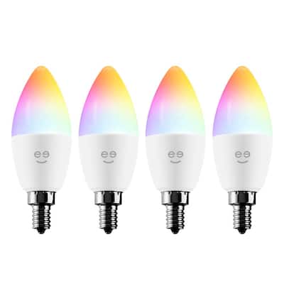 40-Watt Equivalent Wi-Fi Smart B11 Edison Multicolor Tunable White LED Light Bulb(4-Pack)