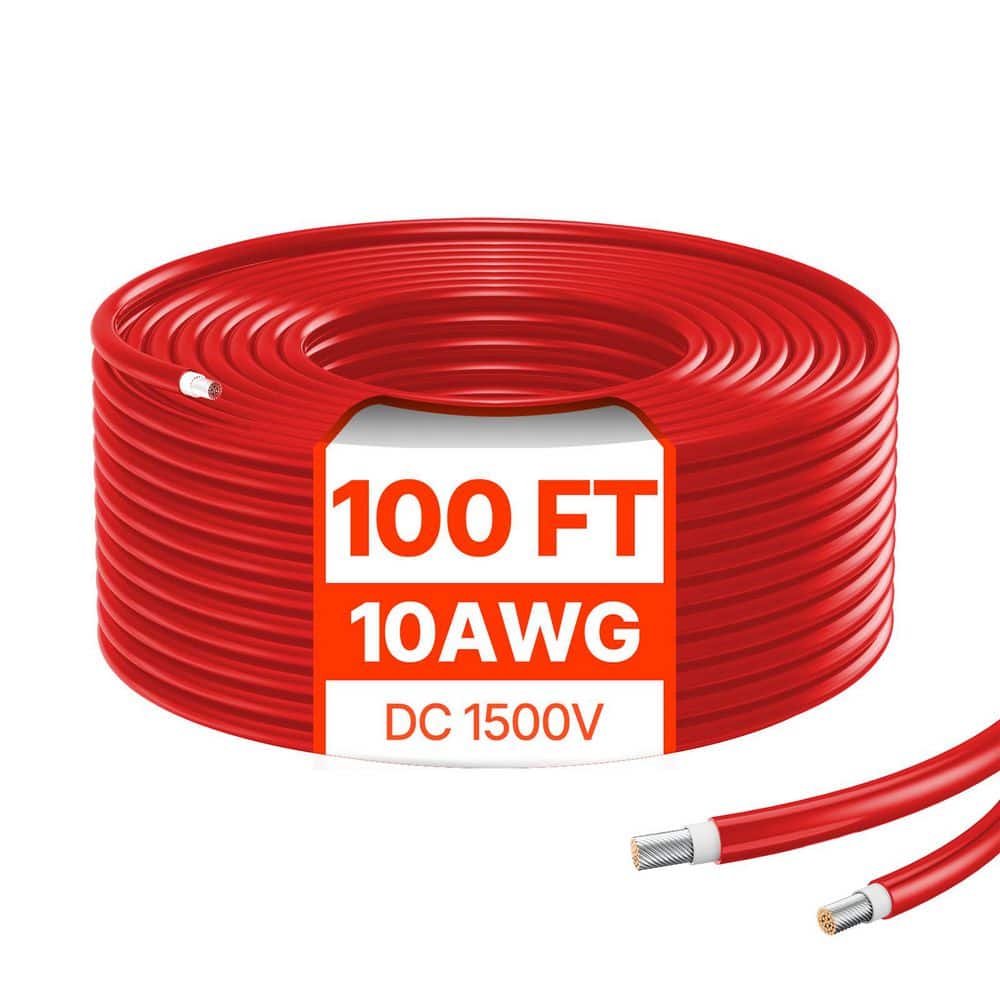 100 ft. Solar Panel Extension Cable, 10AWG 6 sq. mm Waterproof PV Wire for Home, RV and Ship Solar Systems, Red price history on PriceWatchPro