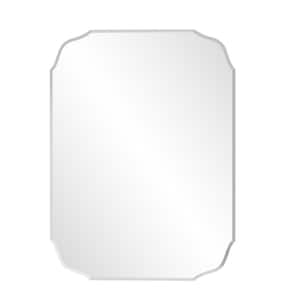 18 in. W x 24 in. H Modern Oval Framed Silver Hook Wall Bathroom Vanity Mirror