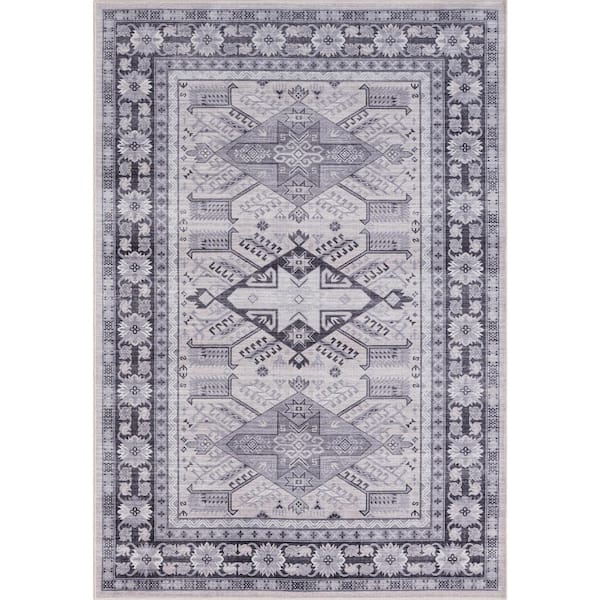 Abani Molana Grey 7 ft. 9 in. x 10 ft. 2 in. Oriental & Vintage Polypropylene Area Rug