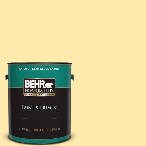 BEHR PREMIUM PLUS 1 gal. #360A-3 Banana Split Semi-Gloss Enamel Exterior Paint & Primer