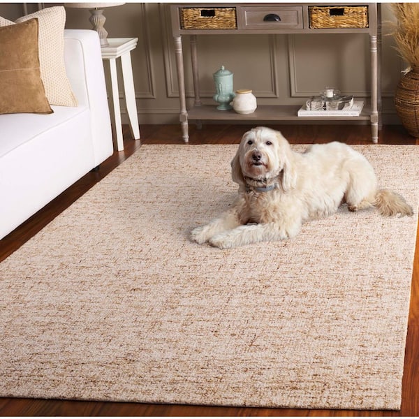 クリーム色 羊毛ラグ 約69cm x 約59cm SAFAVIEH Abstract 9 ft. x 12 ft. Light Brown/Ivory Solid Color