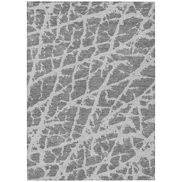 Charcoal 10 ft. x 14 ft. Abstract Indoor /Outdoor Area Rug
