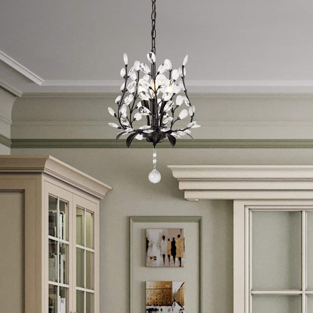 Adoria 12" Oil-Rubbed Bronze Bohemian LED Pendant with Crystal Accents