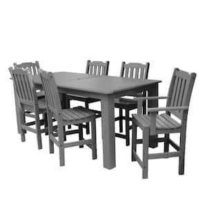 Lehigh Coastal Teak 7-Piece Recycled Plastic Rectangular Outdoor Balcony Height Dining Set