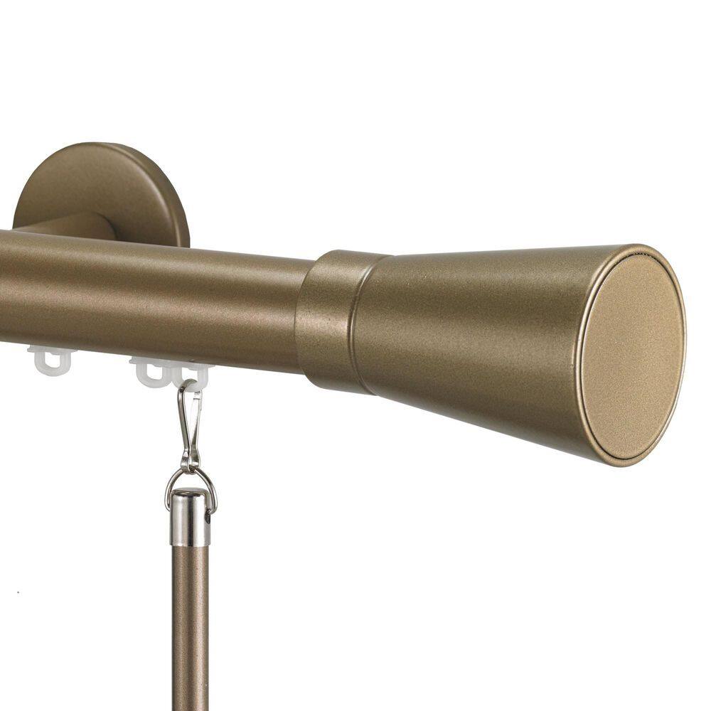 Tekno Pro 72 in. Non-Adjustable 1.13 in. Diameter Traverse Curtain Rod Set with Linea Finial in Champagne price history on PriceWatchPro