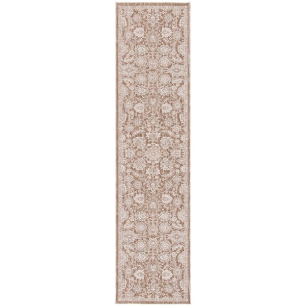 Willow 2 ft. x 8 ft. Light Brown/Ivory Ornate Border Runner Rug