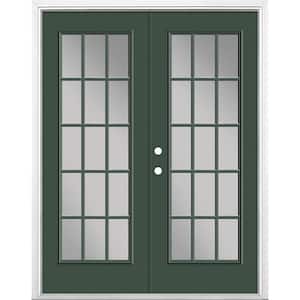 60 in. x 80 in. Conifer Steel Prehung Right-Hand Inswing 15-Lite Clear Glass Patio Door with Brickmold