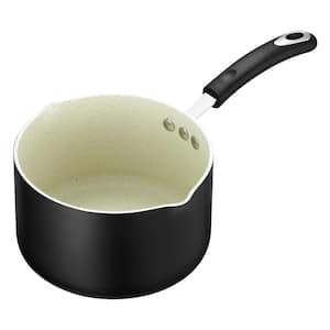 All-In-One Stone 3.2 qt. Aluminum Ceramic Nonstick Saucepan and Cooking Pot in Lava Black