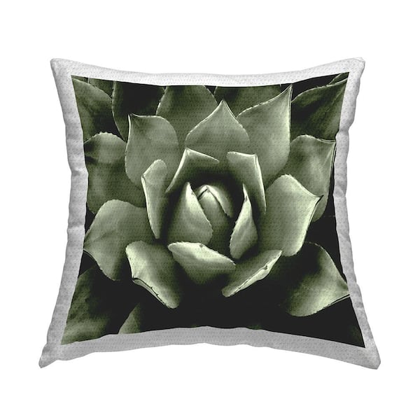 Stupell Industries Deep Green Succulent Plant Leaves Green Square Outdoor Throw Pillow