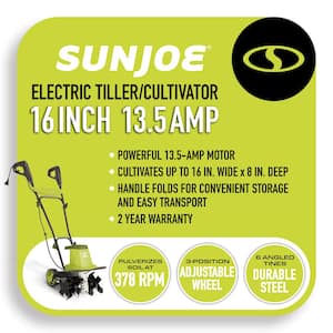 13.5 Amp 16 in. Electric Tiller/Cultivator with 5.5 in. Wheels