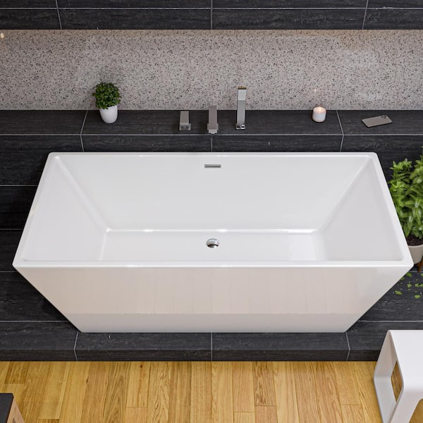 ALFI BRAND 67 in. Acrylic Flatbottom Bathtub in White AB8832 - The Home ...