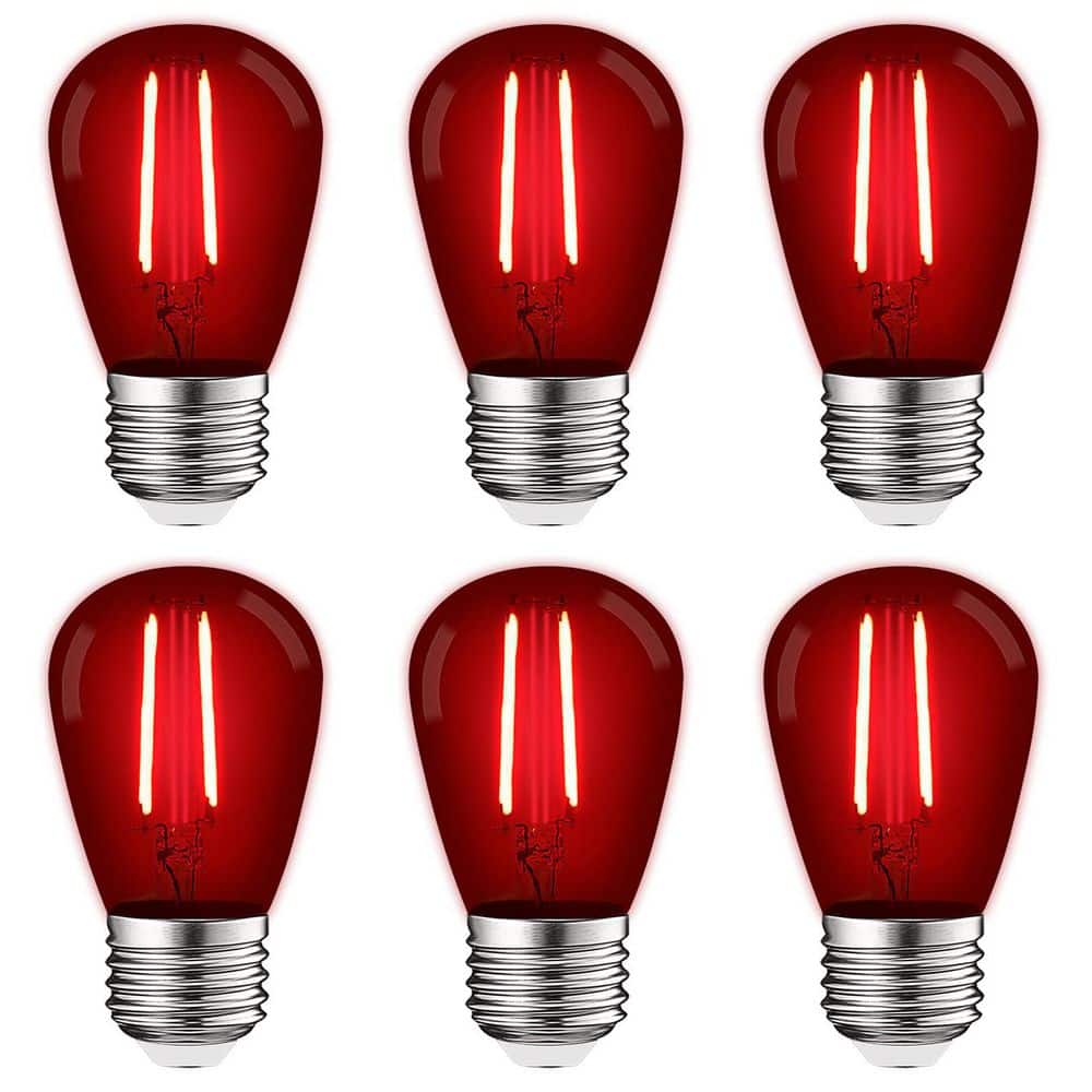 LUXRITE 11-Watt Equivalent S14 Edison LED Red Light Bulb, 0.5-Watt, Outdoor String Light Bulb, UL, E26 Base, Wet Rated (6-Pack) -  LR21730-6PK