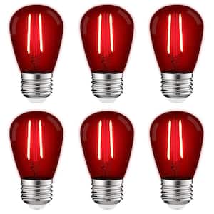 11-Watt Equivalent S14 Edison LED Red Light Bulb, 0.5-Watt, Outdoor String Light Bulb, UL, E26 Base, Wet Rated (6-Pack)
