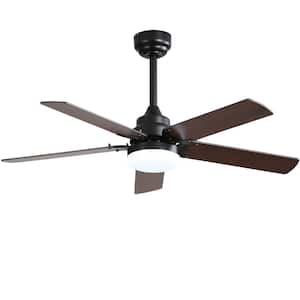 42 in. Smart Indoor 5-Speeds Modern Ceiling Fan with 3 Color Dimmable light Integrated LED in Black