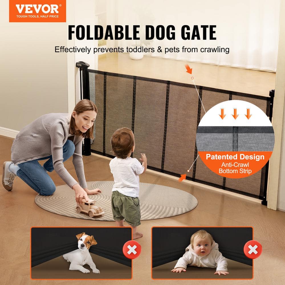 Black Retractable Plastic Stairway Safety Gate