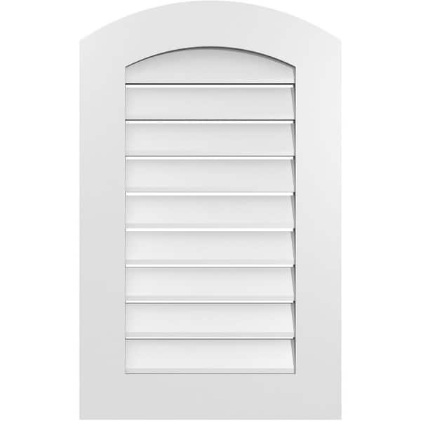 Ekena Millwork 20 in. x 30 in. Arch Top Surface Mount PVC Gable Vent: Decorative with Standard Frame