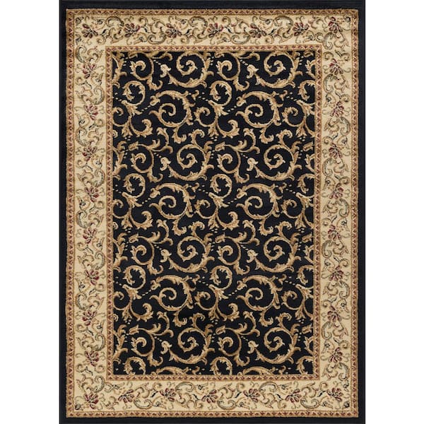 Tayse Rugs Elegance Oriental Black 8 ft. x 10 ft. Indoor Area Rug