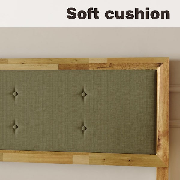 FUFU&GAGA Brown Acacia Wood Frame Queen Panel Bed with Enhanced FUFU&GAGA Brown Acacia Wood Frame Queen Panel Bed with Enhanced