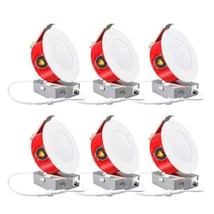 4 in. Fire Rated White Round Canless Integrated LED Recessed Light 12-Watt 5CCT 2700-5000K Dimmable IC Rated (6-Pack)