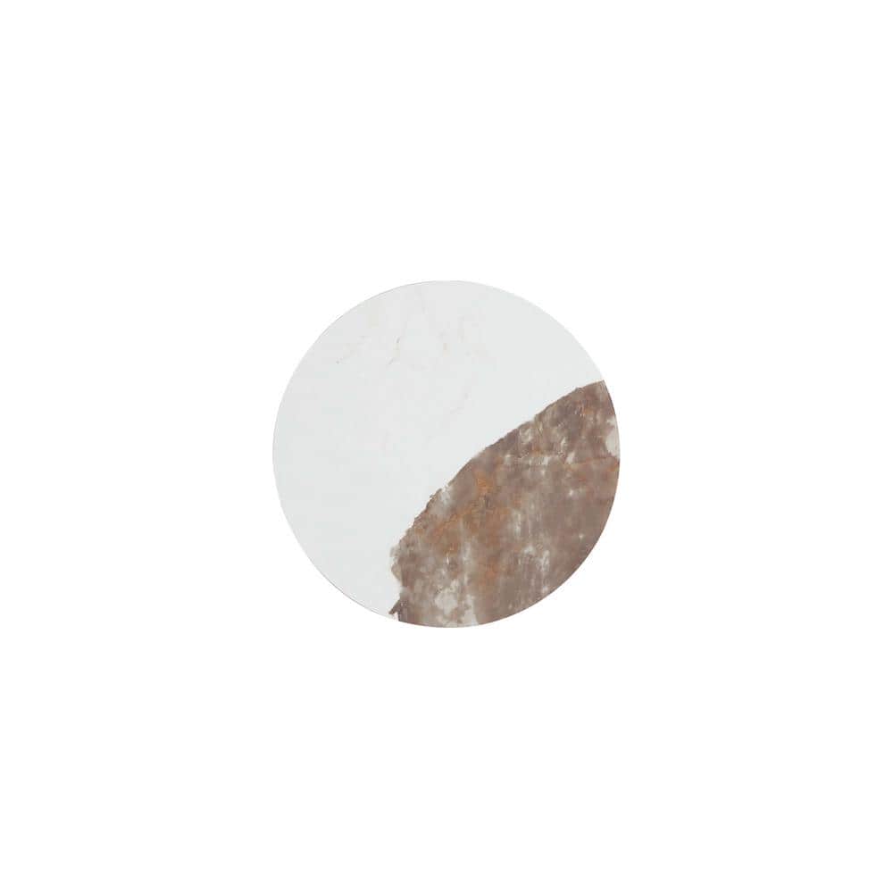 Modern Black and White Sintered Stone Round Accent Table