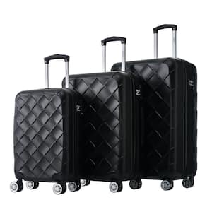 3-Piece Black Expandable ABS Hardshell Spinner 20 in. 24 in. 28 in. Luggage Set with TSA Lock