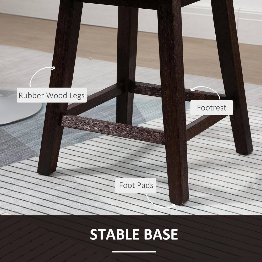 Gray Quilted Swivel Bar Stools with Rubberwood Legs, Set of 2