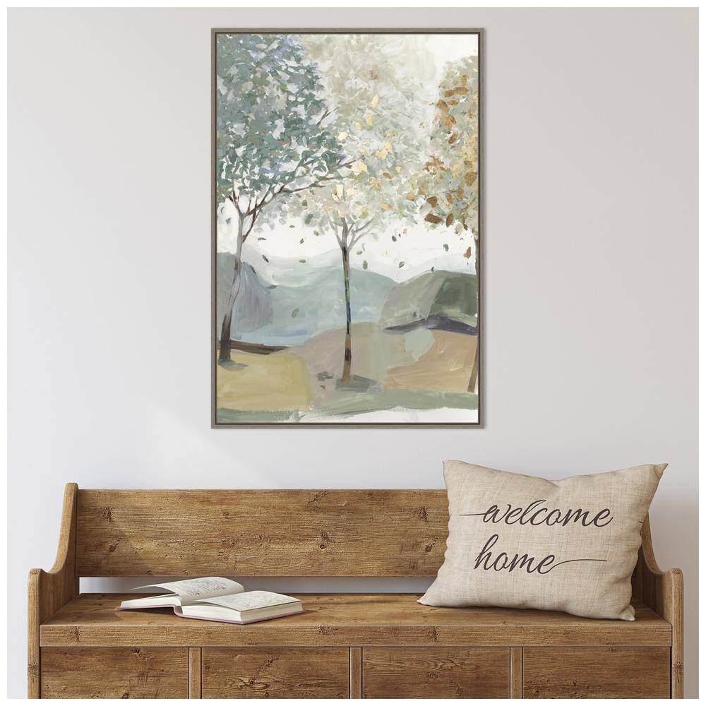 Breezy Landscape Trees III Canvas Print with Sylvie Greywash Frame