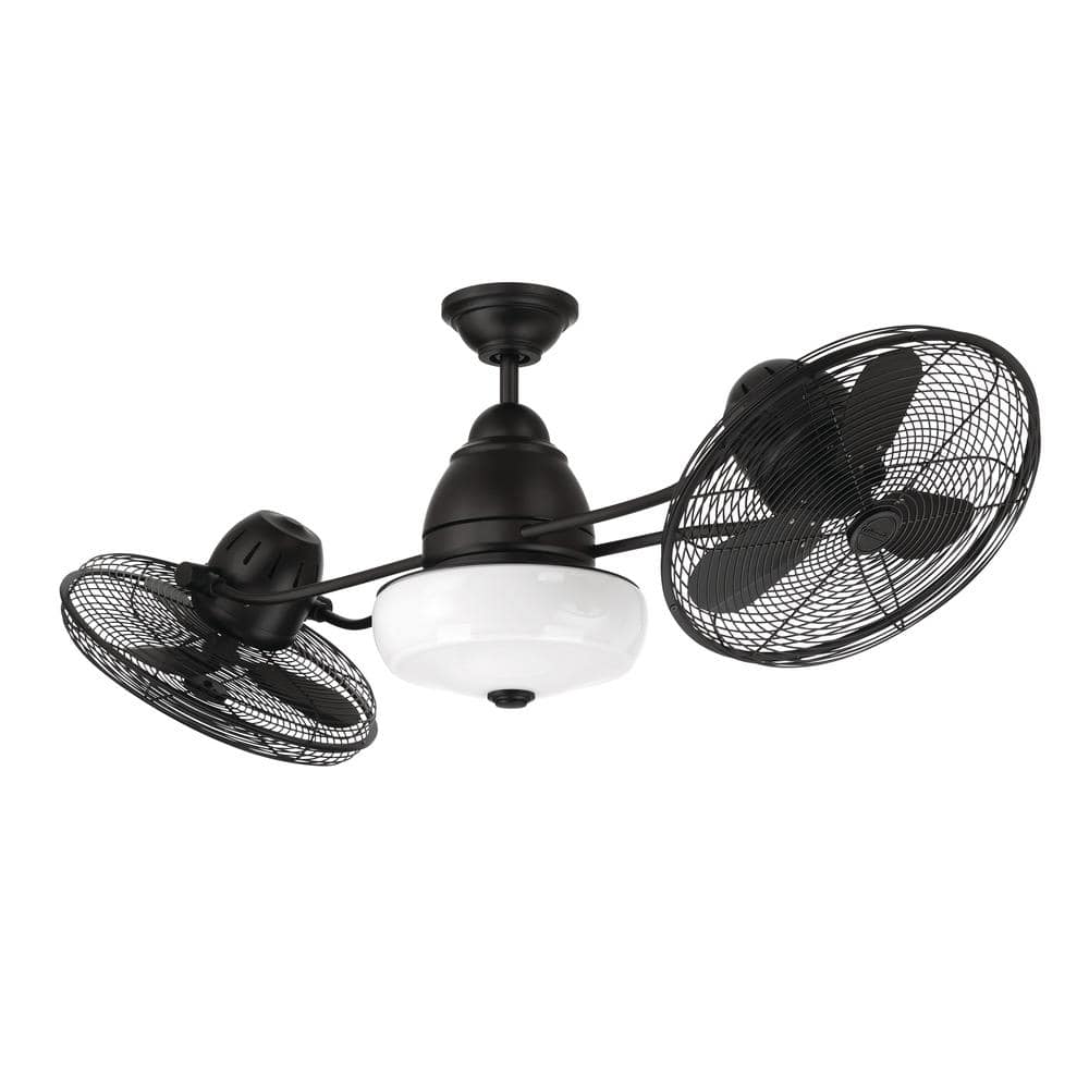 Bellows II 48" Dual Head Black Aluminum Ceiling Fan with LED Light Kit