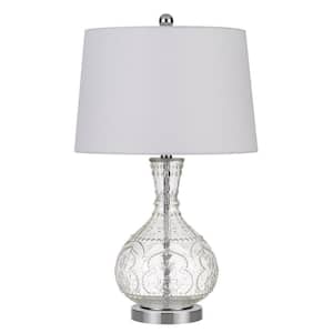 27 in. Clear Metal Table Lamp with White Rectangular Shade