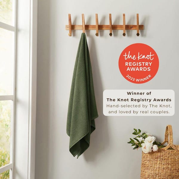 FRESHFOLDS Forest Green 6-Pack Cotton Quick-Dry Hand Towel Set