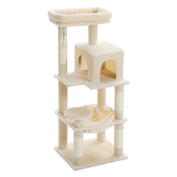 Foobrues 45.7 in. Cat Tree, Cat Condo with Big Top Perch and 4 Sisal Covered Scratching Pos Beige
