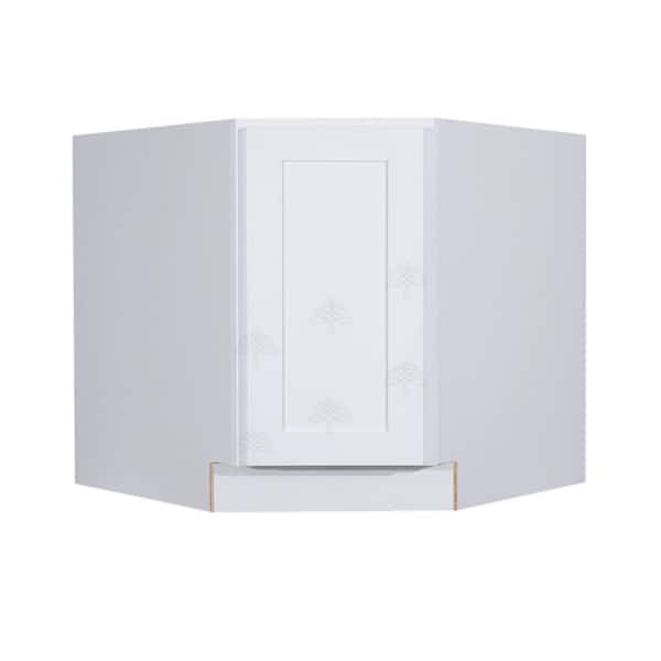LIFEART CABINETRY Lancaster White Plywood Shaker Stock Assembled Base Diagonal Kitchen Cabinet 36 in. W x 34.5 in. H x 24 in. D