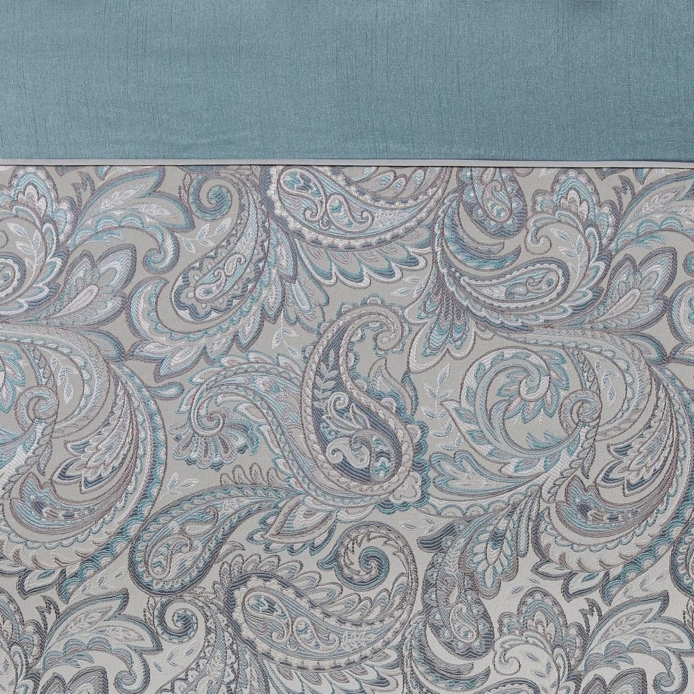 Teal Paisley Jacquard Faux Silk Shower Curtain 72x72
