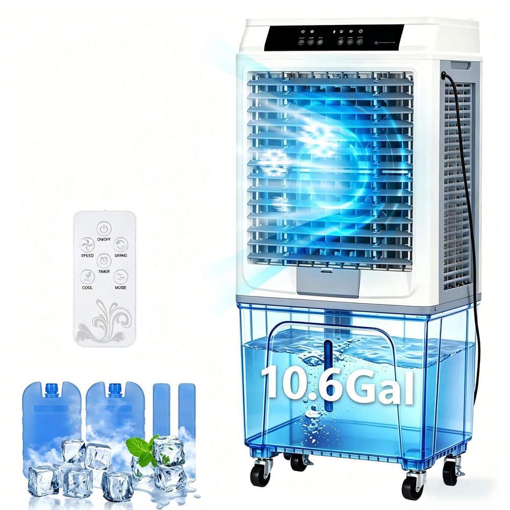 Uthfy 2648 CFM 3-Speed Portable Evaporative Cooler in White/Blue